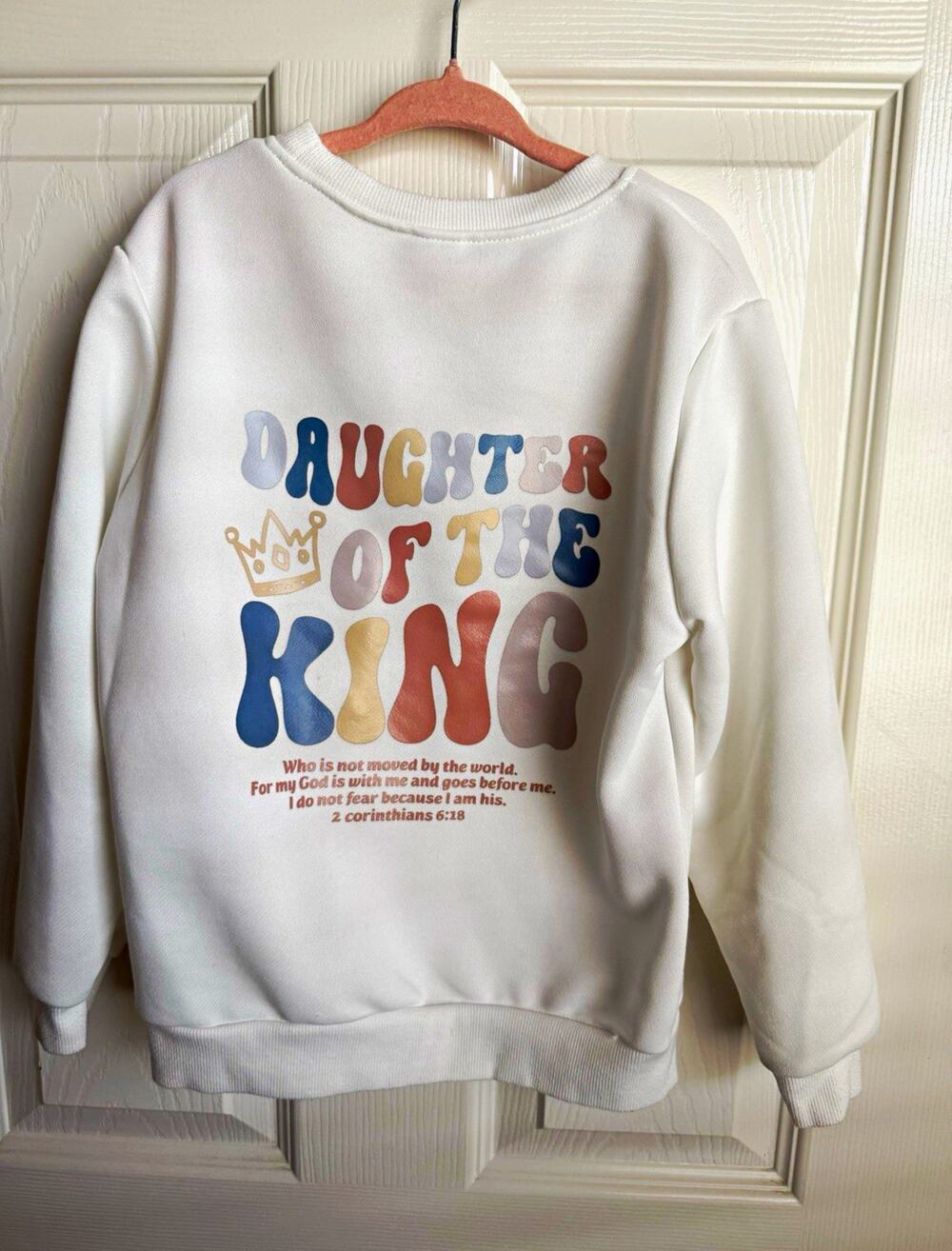 SHEIN Graphic Print Pullover Sweatshirt Crewneck White Teens 6 Pre-Owned